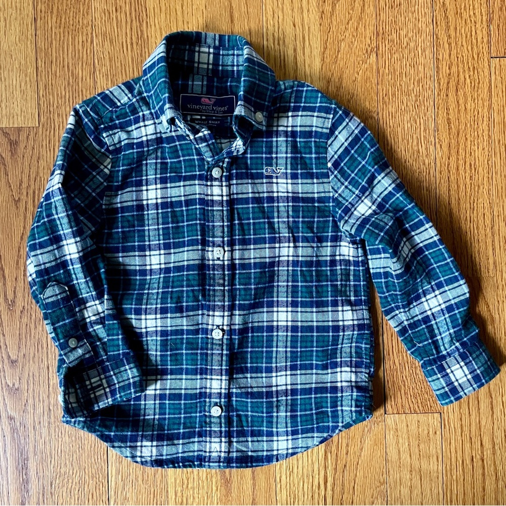 Preppy Vineyard Vines Flannel Collared Button Down Shirt for Boys